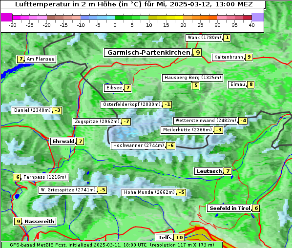 Temperatur, 12. 3. 2025