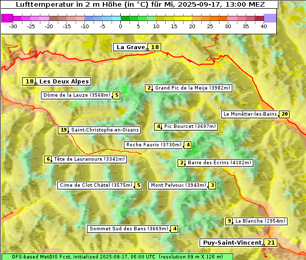 Temperatur, 17. 9. 2025