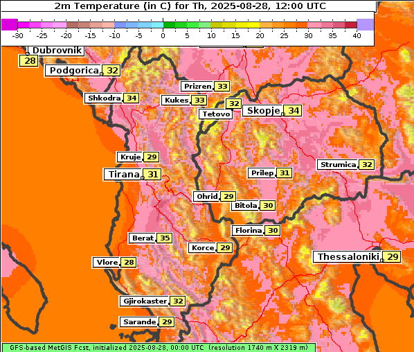 Temperatur, 28. 8. 2025