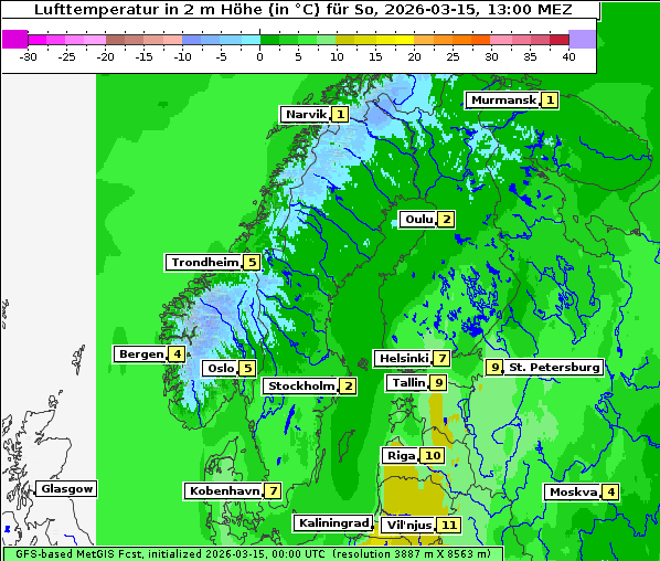 Temperatur, 15. 3. 2026