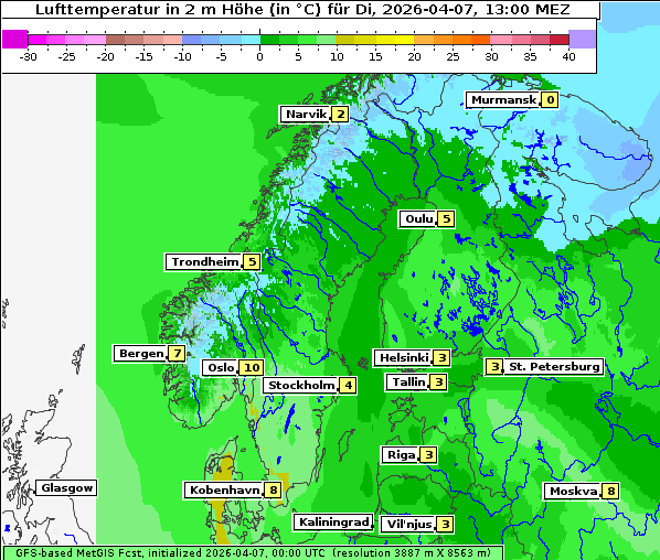 Temperatur, 7. 4. 2026