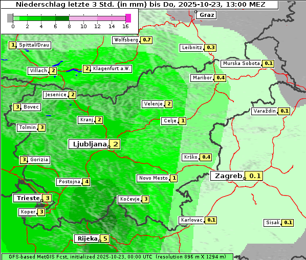 Niederschlag, 23. 10. 2025