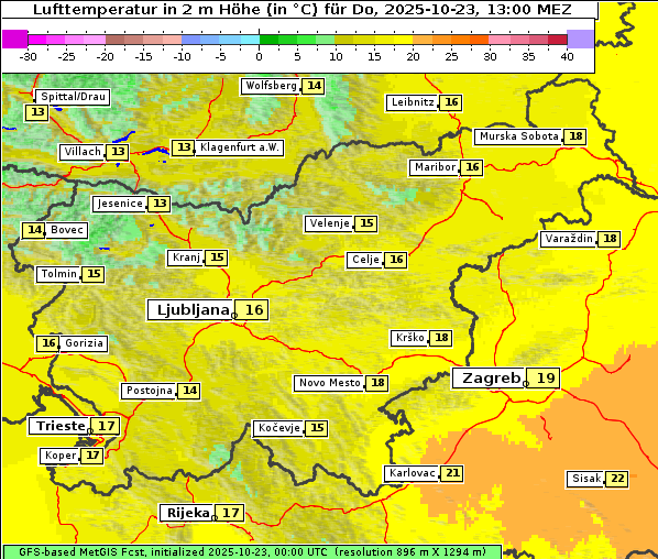 Temperatur, 23. 10. 2025