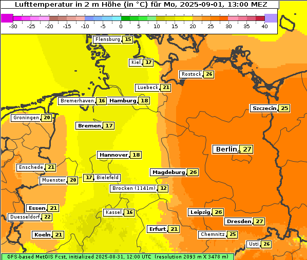 Temperatur, 1. 9. 2025