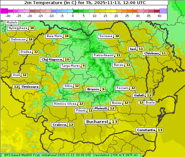 Temperatur, 13. 11. 2025