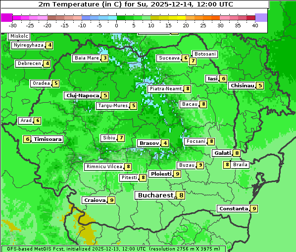 Temperatur, 14. 12. 2025