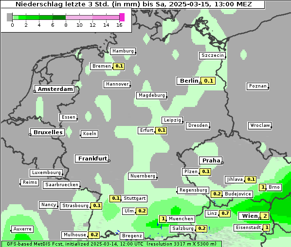 Niederschlag, 15. 3. 2025