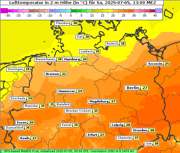 Temperatur, 5. 7. 2025