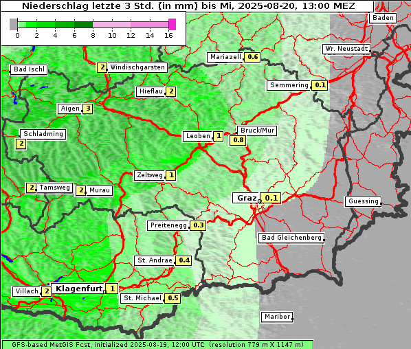 Niederschlag, 20. 8. 2025