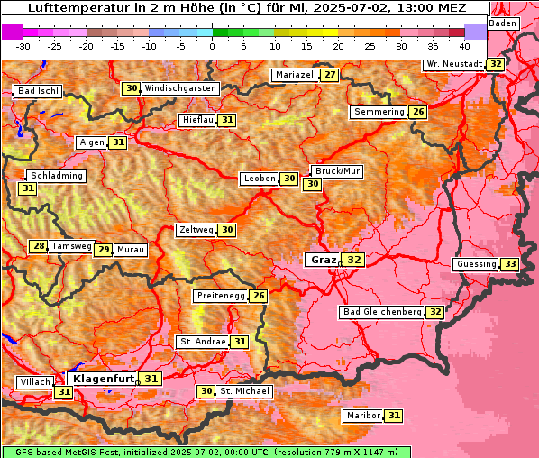 Temperatur, 2. 7. 2025