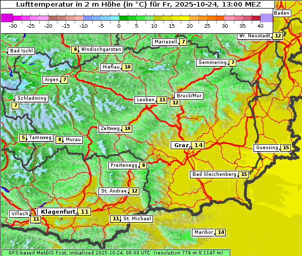 Temperatur, 24. 10. 2025