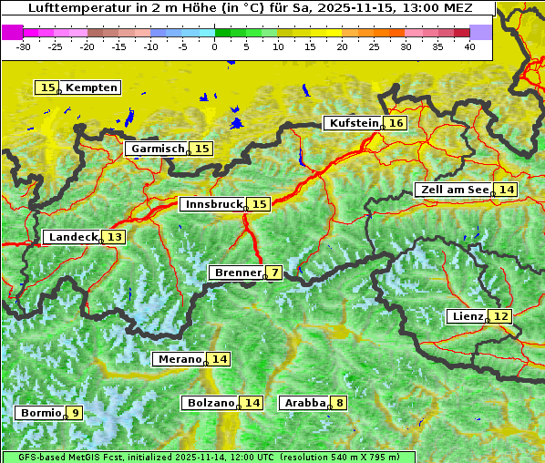 Temperatur, 15. 11. 2025