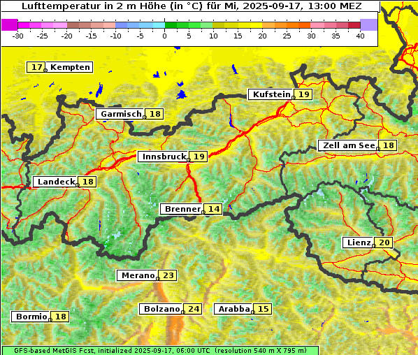 Temperatur, 17. 9. 2025