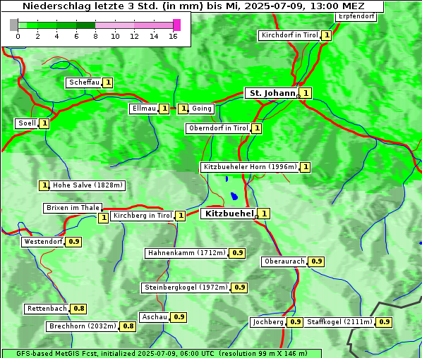 Niederschlag, 9. 7. 2025