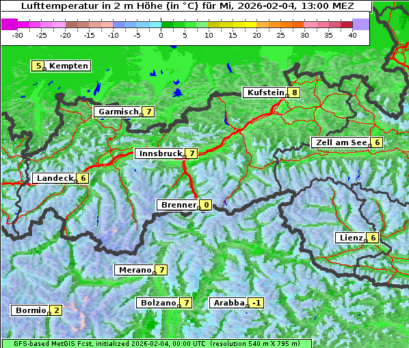 Temperatur, 4. 2. 2026