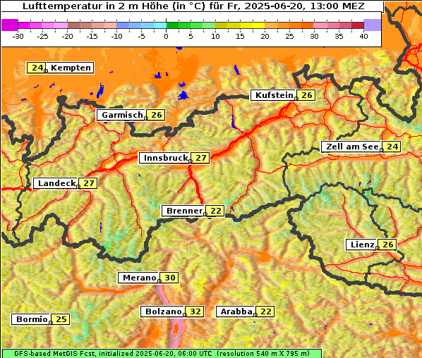 Temperatur, 20. 6. 2025