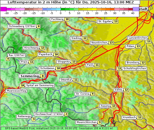 Temperatur, 16. 10. 2025