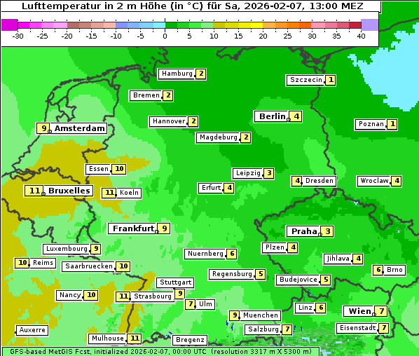 Temperatur, 7. 2. 2026