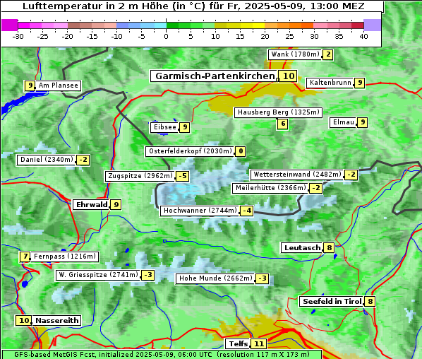 Temperatur, 9. 5. 2025