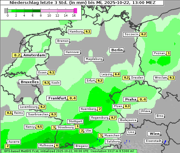 Niederschlag, 22. 10. 2025
