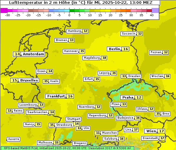 Temperatur, 22. 10. 2025
