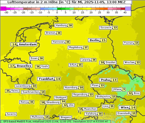 Temperatur, 5. 11. 2025