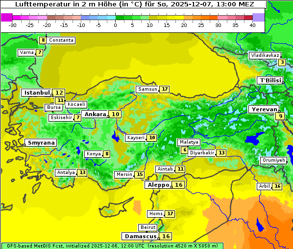 Temperatur, 7. 12. 2025