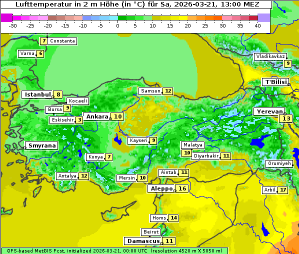 Temperatur, 21. 3. 2026