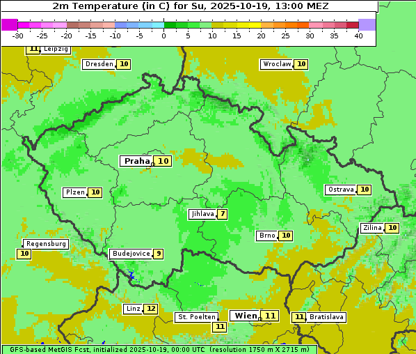 Temperatur, 19. 10. 2025