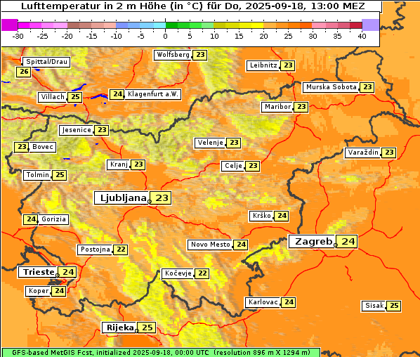 Temperatur, 18. 9. 2025