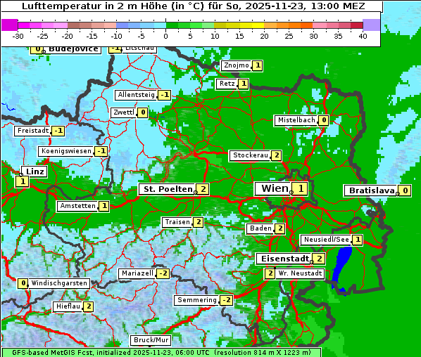 Temperatur, 23. 11. 2025