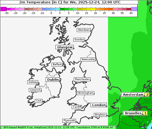 Temperatur, 24. 12. 2025