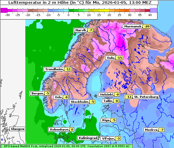 Temperatur, 5. 1. 2026