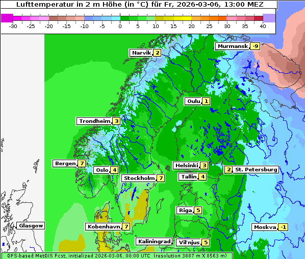 Temperatur, 6. 3. 2026