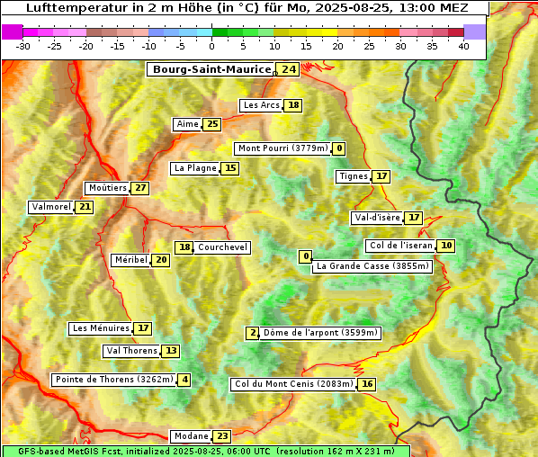 Temperatur, 25. 8. 2025