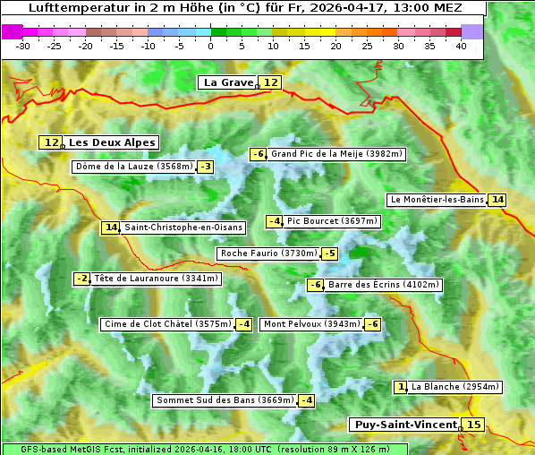 Temperatur, 17. 4. 2026