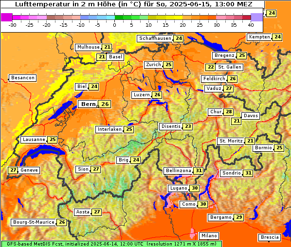 Temperatur, 15. 6. 2025