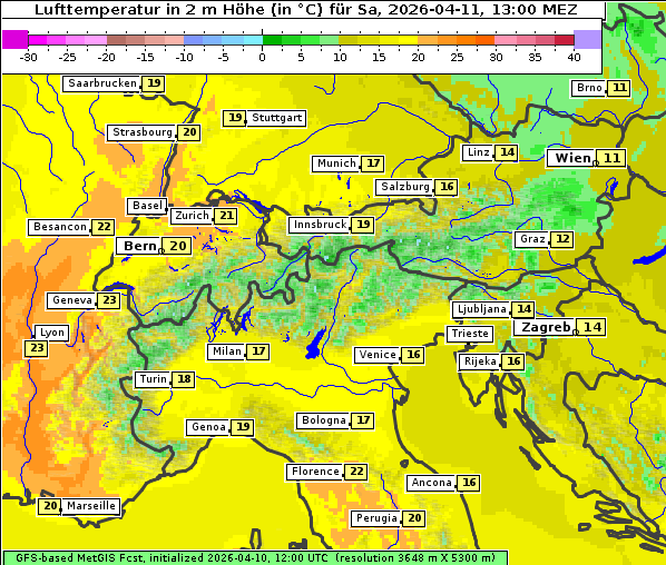 Temperatur, 11. 4. 2026