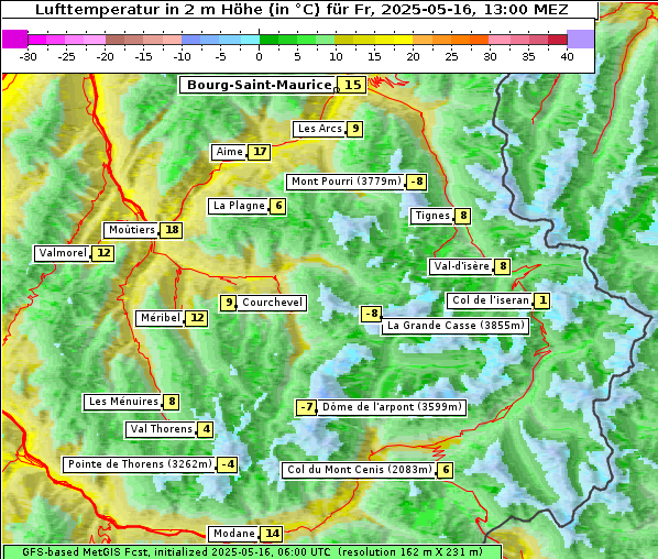 Temperatur, 16. 5. 2025