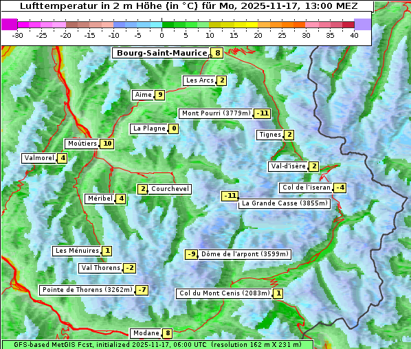 Temperatur, 17. 11. 2025