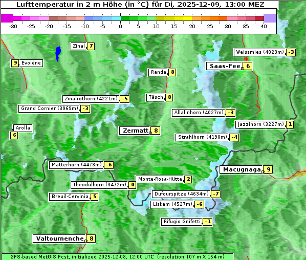 Temperatur, 9. 12. 2025