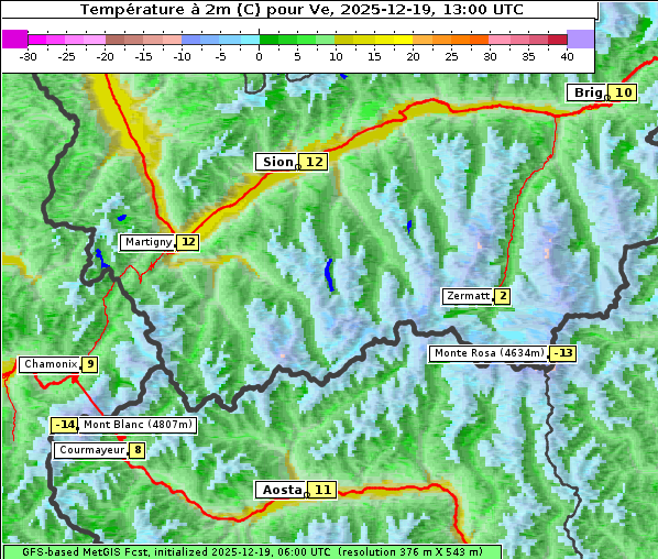 Temperatur, 19. 12. 2025