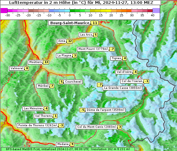 Temperatur, 27. 11. 2024