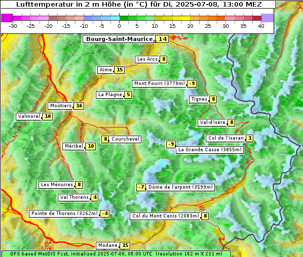 Temperatur, 8. 7. 2025