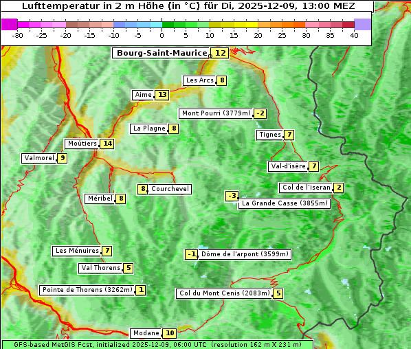 Temperatur, 9. 12. 2025