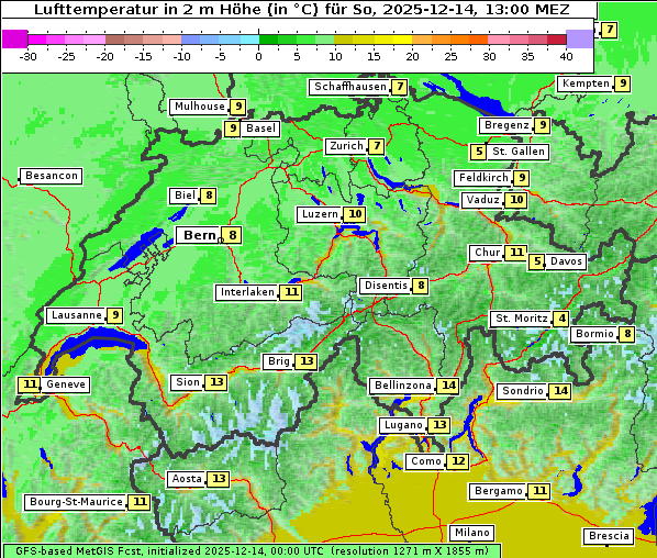 Temperatur, 14. 12. 2025