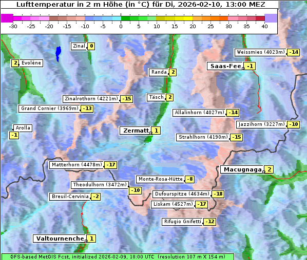 Temperatur, 10. 2. 2026
