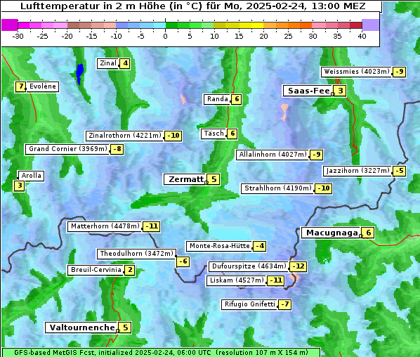 Temperatur, 24. 2. 2025