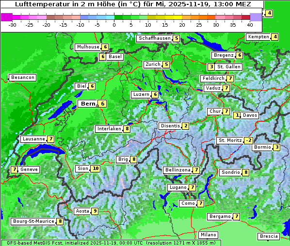 Temperatur, 19. 11. 2025
