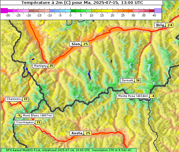 Temperatur, 15. 7. 2025